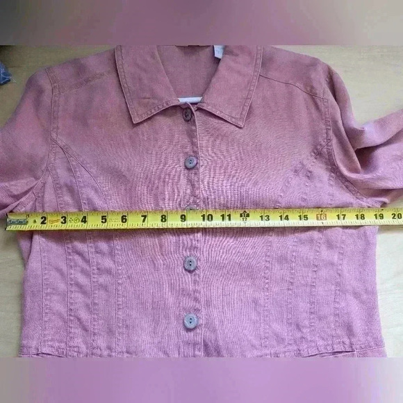J. JILL LINEN BLOUSE size 6 color dark Pink 100% Linen - Picture 7 of 8